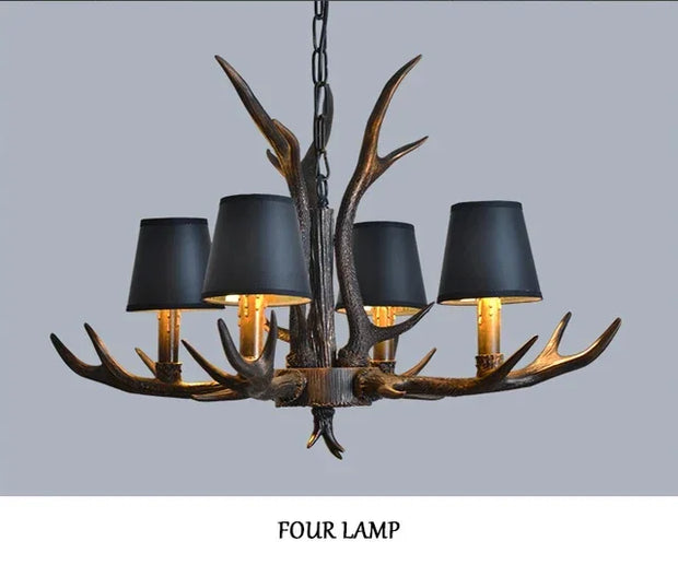 LED Chandelier Retro Antlers Table Dining Living Room Kitchen Accesories Pendant Lamp Home Decoration Interior Lighting Fixture