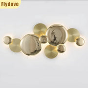 Light Luxury Living Room LED Decorative Lighting Bedside Lamp Background Wall Metal Circular Combination Hanging Wall Lamp