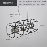 Industrial Vintage Chandelier Creative Geometric Metal Chandelier Bar Restaurant Living Room Decor LED Rectangle Hanging Lamp