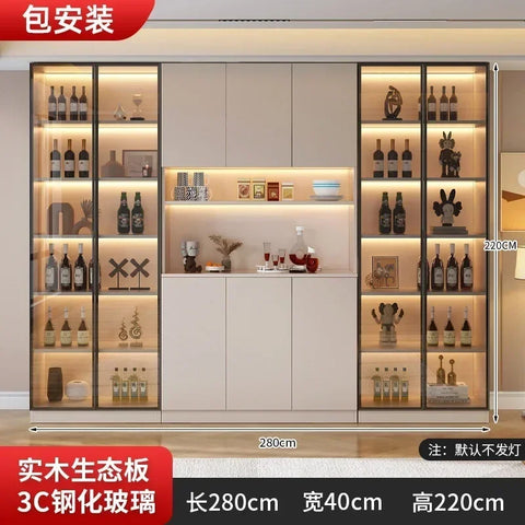 Large Modern Kitchen CabinetHutch Storage Sideboards Freestanding Kitchen Pantry with Glass Doors and Drawers Sideboard Buffet