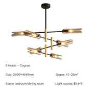 Postmodern LED glass chandelier simple atmosphere home light luxury sputnik lamp restaurant bedroom iron chandelier