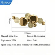 Light Luxury Living Room LED Decorative Lighting Bedside Lamp Background Wall Metal Circular Combination Hanging Wall Lamp
