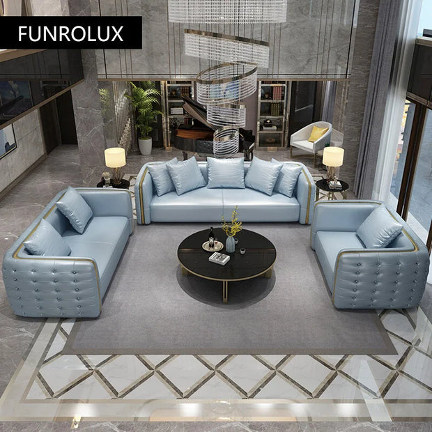 Modern Light luxury new classical sofa living room sofa European-style combination large apartment first floor leather sofa