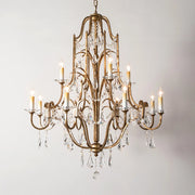 Retro Gold Crystal Chandelier Light Luxury Hanging Light Fixtures Suspension LED Lustres Home Lighting