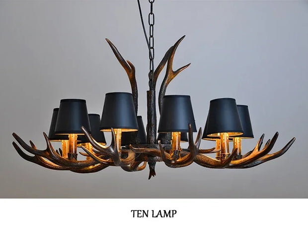 LED Chandelier Retro Antlers Table Dining Living Room Kitchen Accesories Pendant Lamp Home Decoration Interior Lighting Fixture