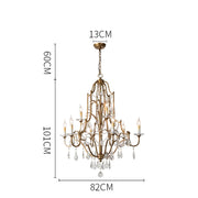 Retro Gold Crystal Chandelier Light Luxury Hanging Light Fixtures Suspension LED Lustres Home Lighting