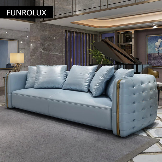 Modern Light luxury new classical sofa living room sofa European-style combination large apartment first floor leather sofa