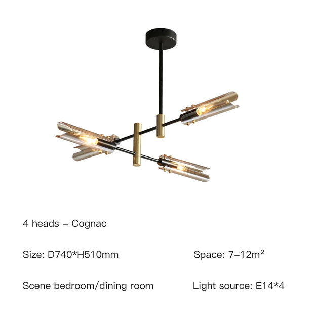 Postmodern LED glass chandelier simple atmosphere home light luxury sputnik lamp restaurant bedroom iron chandelier